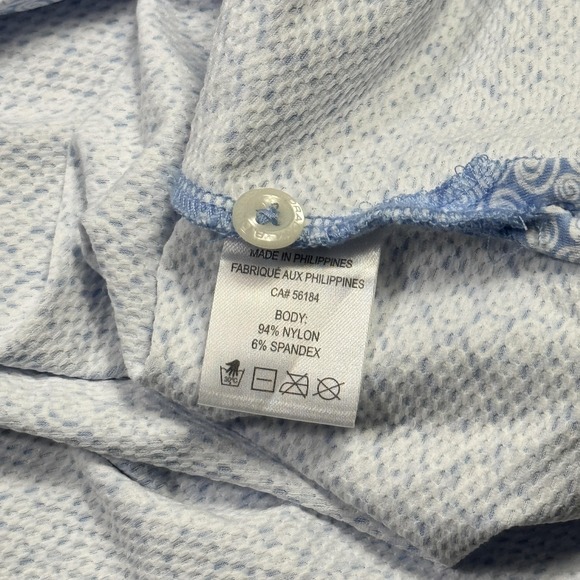 B. Draddy Sport Polo Shirt Mens Medium Blue Geometric Nylon Spandex Collared - Picture 3 of 13